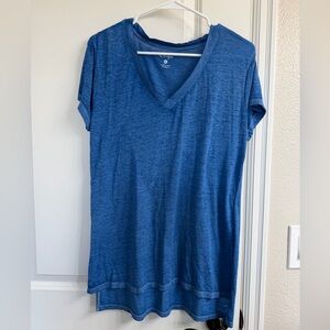 Curfew Deep Blue V-Neck Short Sleeve Tee